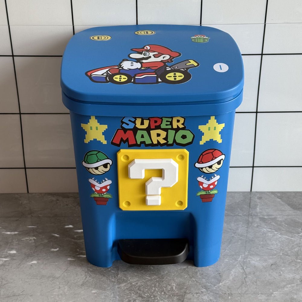 Maimai trash can with lid, cute and childlike, for home, living room, bedroom, silent, large capacity, bathroom, kitchen