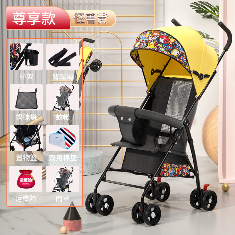 Baby stroller can sit or lie down baby lightweight foldable simple ultra-small kids walking portable umbrella stroller push summer