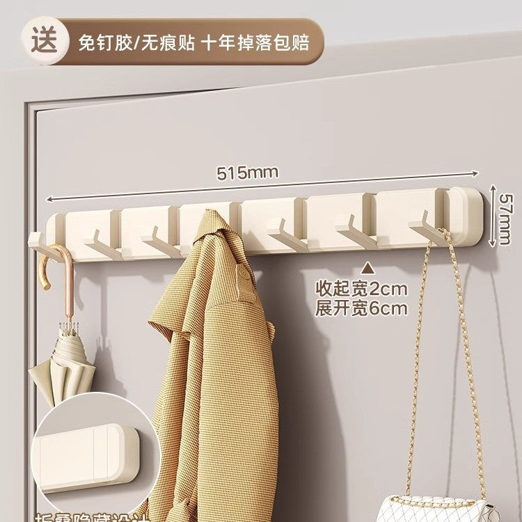 No punching, foldable invisible hook, bathroom entrance after entering the door, bedroom wall hanging storage clothes row hook