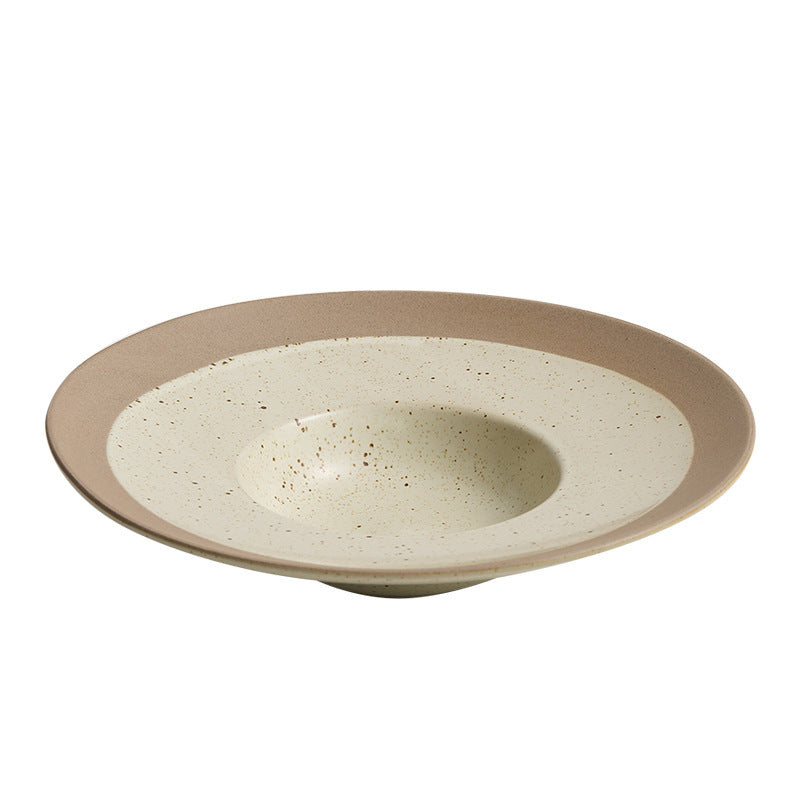 Vintage chic straw hat plate - kiln-fired ceramic, premium dinnerware for restaurants: ideal for main courses, desserts, soups, and culinary photography