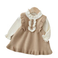 Girls' knit dress - new autumn/winter  collection - flutter sleeve faux two-piece knitted dress for baby girls