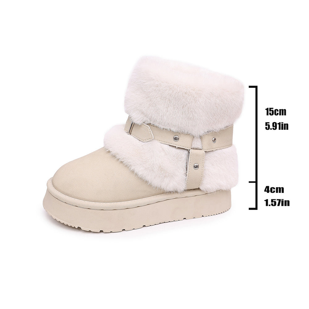 thick sole snow boots for women winternew arrivalfashionexportplus size round toe flats slip-on heattech cotton shoes