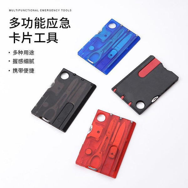 Outdoor multifunctional emergency card combination set 8-piece set scissors screwdriver magnifying glass letter opener tool