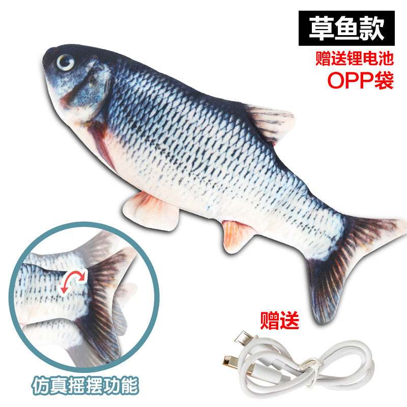 [customized] simulated fish cross-border electric swinging fish jumping fish usb rechargeable carp pet cat toy popular