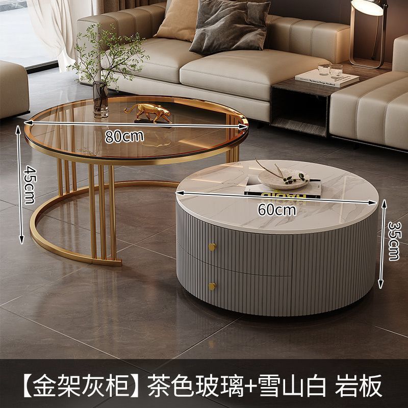 Rock slab coffee table modern casual solid wood round small apartment coffee table living room accessible luxuryfor home normcore folding marble