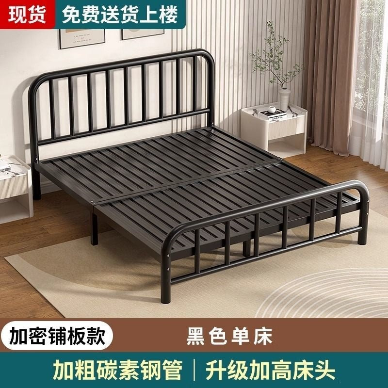 Wrought iron bed double bed 1.8m european style casual1.5 reinforced thickened single iron bed rental house iron frame bedkids