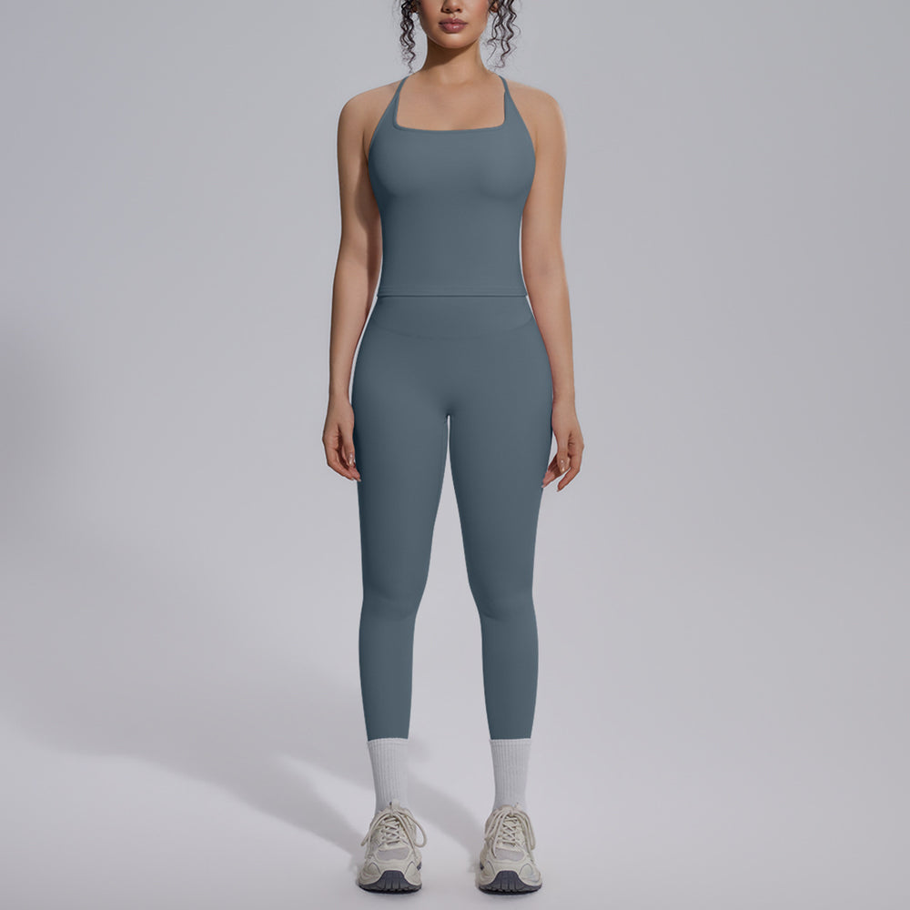 new arrival nude tight-fitting yoga clothes high waist hip lift quick-drying sports beautiful back outdoor running fitness clothes suit