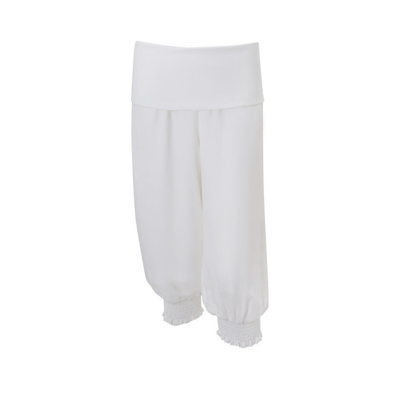 european and american women's clothing  summer new french chic flutter sleeve see-through top and high-waisted lantern pants set