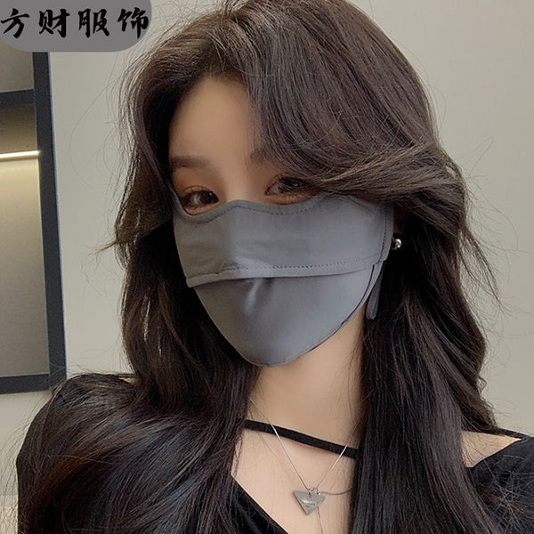 Traceless sunscreen mask Women's summer UV protection face mask Breathable ice silk face Gini riding driving sunshade mask