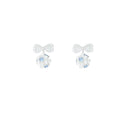 Silver needle cat's eye bow s-style pearl earrings - unique, beautiful, exquisite 5a zircon studs - high-end earrings