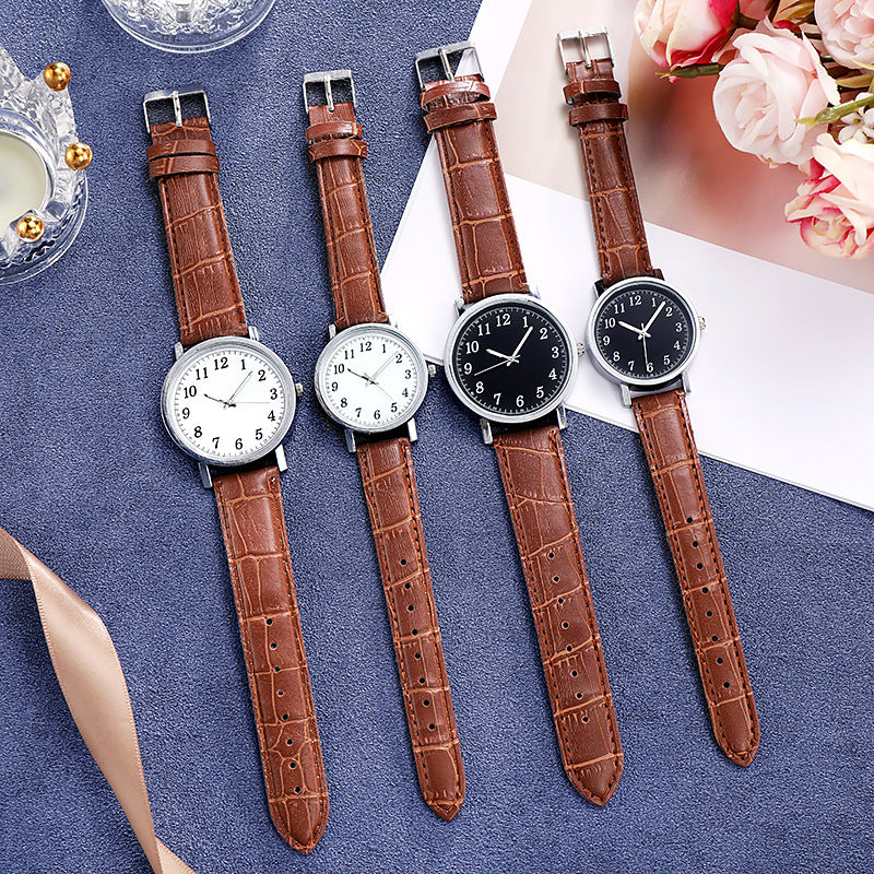 2021 wish cross-border couple's round watch, quartz watch for men and women, student gift, wholesale cross-border hot seller