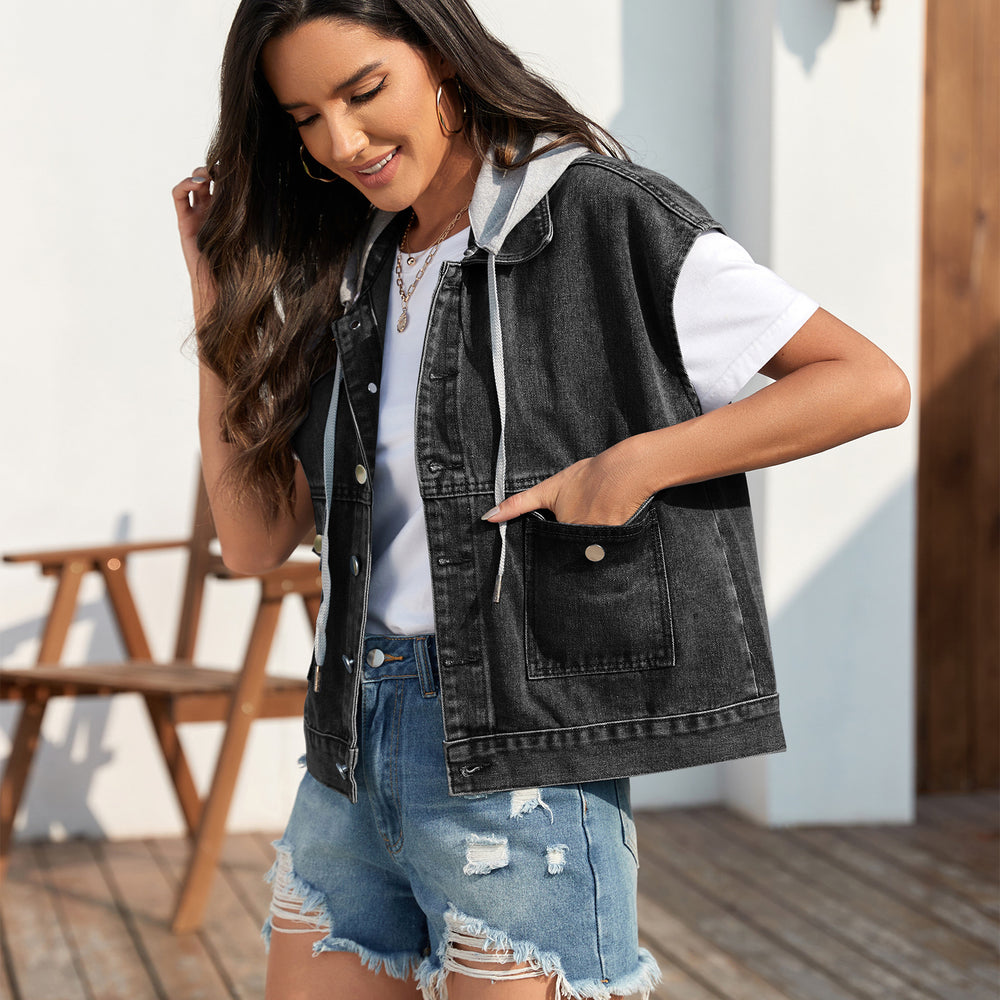 Ebay fashion cross-border trade  new arrivalretro denim slim fit washed vest outwear casual waistcoat women