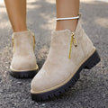cross-border round toe side zipper martin boots ankle boots chunky heel new autumn/winter plus size women's ankle boots for export