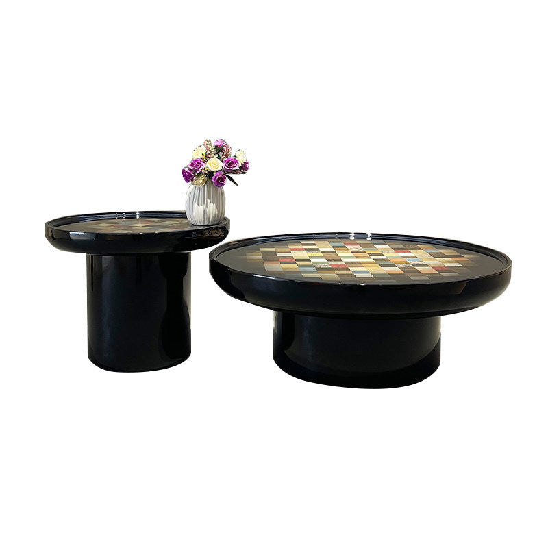 Italian minimalist round coffee table combination black wabi-sabi style living room for home designer creative classy paint coffee table