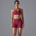 European and american seamless criss-cross back yoga outfit - breathable, quick-drying, compression crop top activewear set for running and fitness