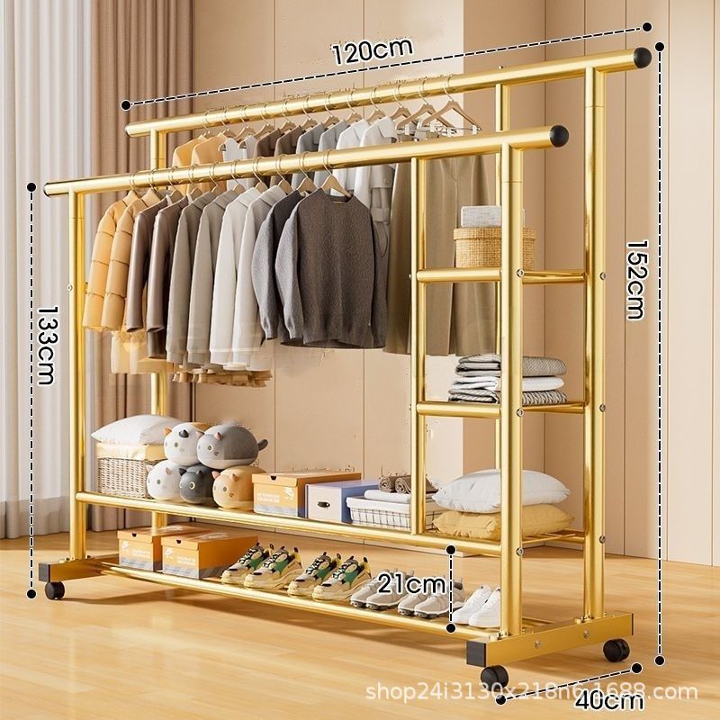 Simple clothes drying rack floor-standing clothes rack dormitory bedroom coat rack indoor balcony thickened rack for home