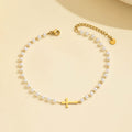 Amazon cross-border new imitation pearl cross necklace - women's elegant fashion beaded chain necklace - versatile summer accessory