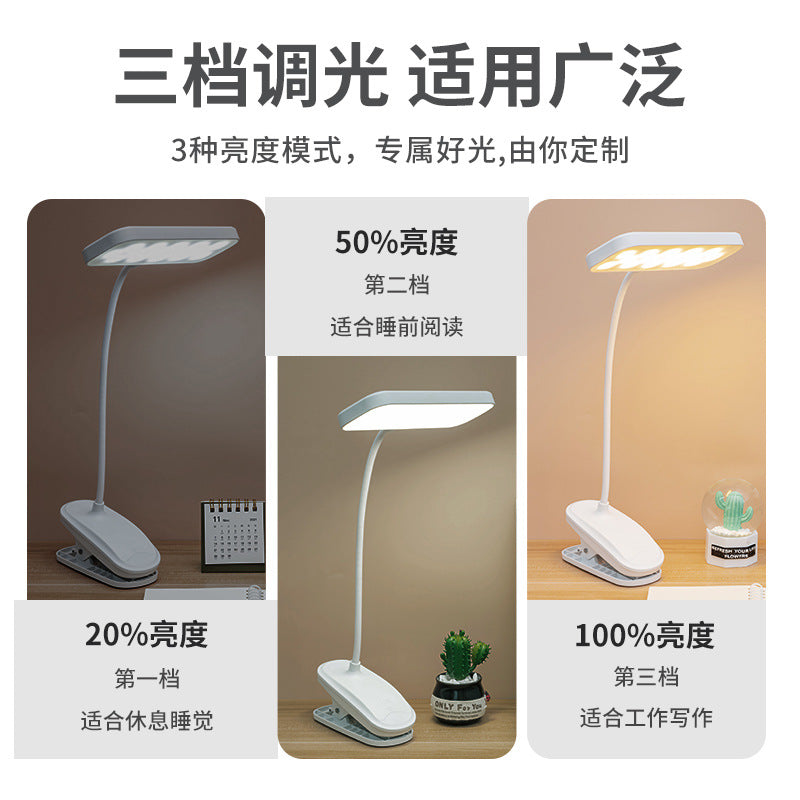 Clip-on led desk lamp - eye protection, study, kids, vision protection, rechargeable/plug-in, student dorm, reading, bedside lamp
