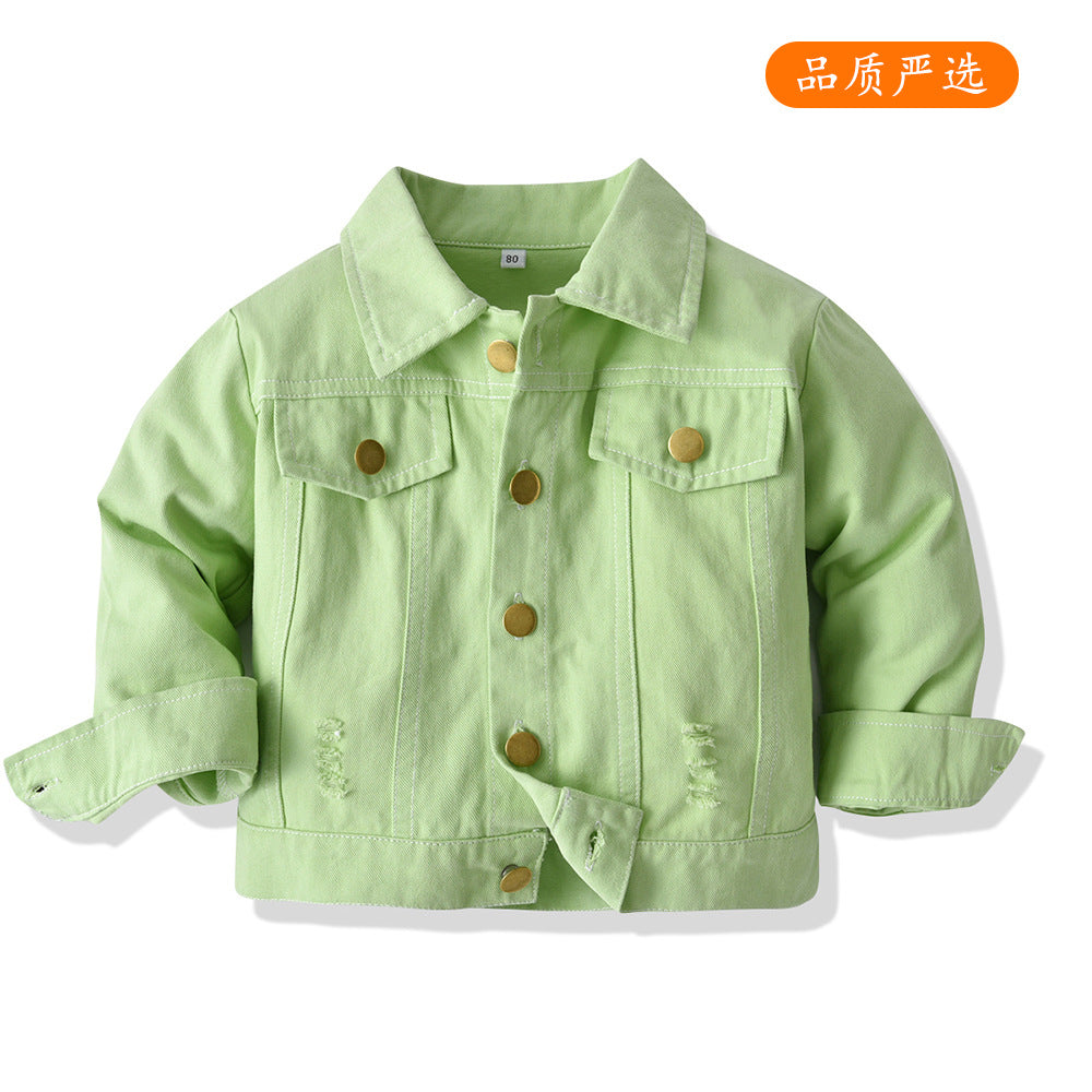 Korean style children's denim jacket, stylish spring new arrivals for boys and girls: cotton casual tops and jackets