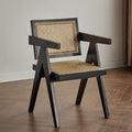 Nordic chandigarh rattan chair solid wood dining chair for home restaurant dining table chair stool armrest back chair rattan chair