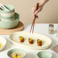 Minimalist nordic solid color fufu ceramic bowl, plate, and dish set - household rice bowl, fish plate, soup plate, and striped plate
