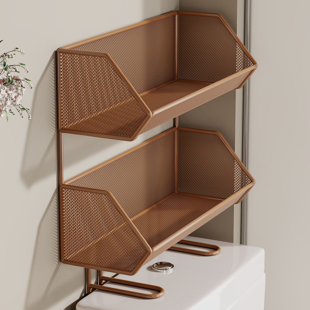 Over-the-toilet storage shelf - bathroom organizer rack - multifunctional toilet & washroom accessory storage solution