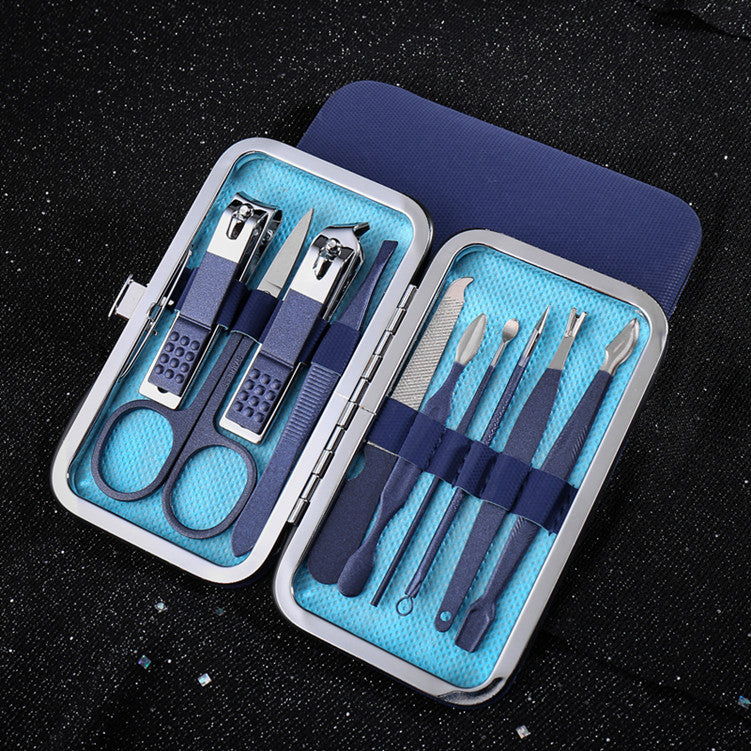 Ready-to-ship stainless steel nail clipper set - blue 18-piece manicure and pedicure kit
