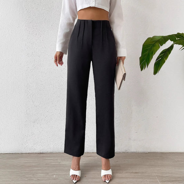 Europe, America and 2025 summer new fashionable and elegant loose drape thin high-waisted casual wide-leg pants