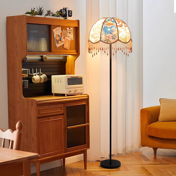 Bedroom bedside floor lamp French American medium and retro living room sofa printed fabric decoration atmosphere lamp 1