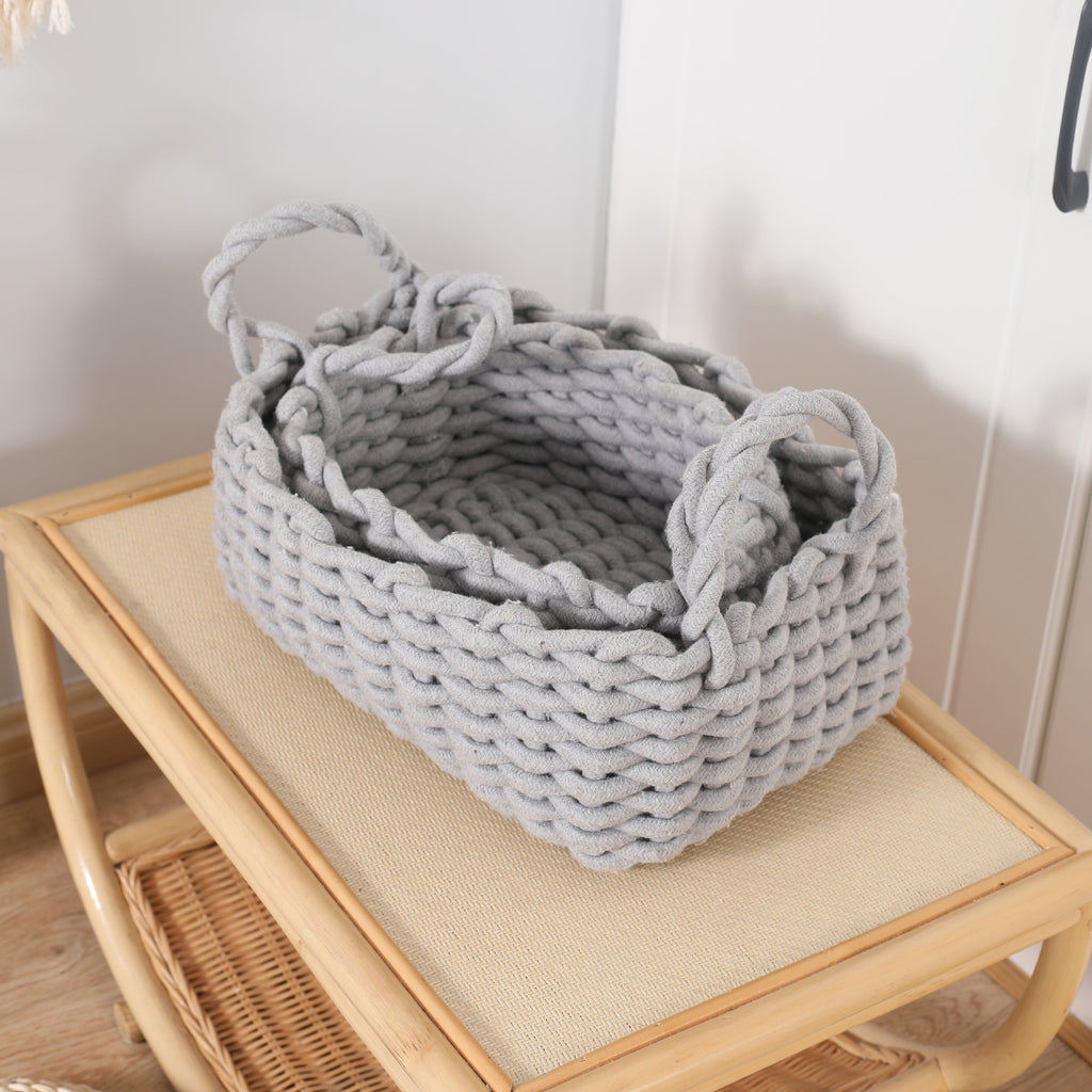 Japanese toys, cosmetics, woven cotton rope storage box, simple storage basket, snack key, desktop sundries basket, spot.