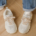 Thick sole dad shoes for women 2025new arrivalsummer mesh breathable white shoescasual sports shoes for small people heightening women's shoes