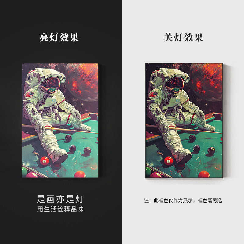 Black eight ball astronaut billiard hall wall decoration painting luminous billiard room hanging painting chess and card club atmosphere light painting