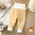 Kidsheattech pants baby fleece-lined long johns fall and wintergirl boys thickened high waist belly pants baby bottom pajamas