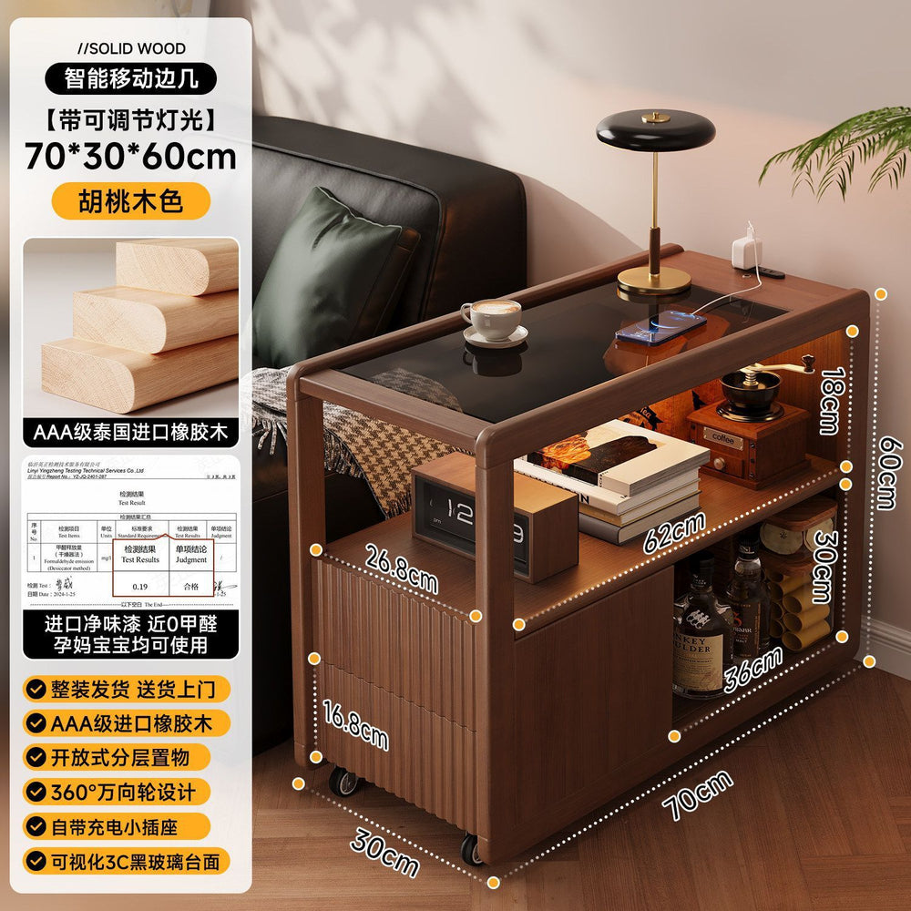 New arrival solid wood sofa side cabinet side cabinet tea cabinet living room for home coffee table side table trolley movable side table