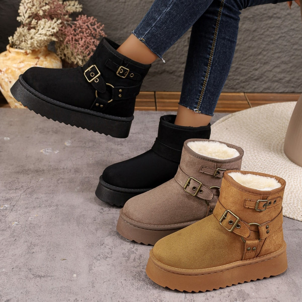 plus sizewinternew arrivalthick sole snow boots women's fleece-linedthickened short boots non-slipheattech cotton shoes wholesale