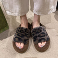 Leopard print thick sole black