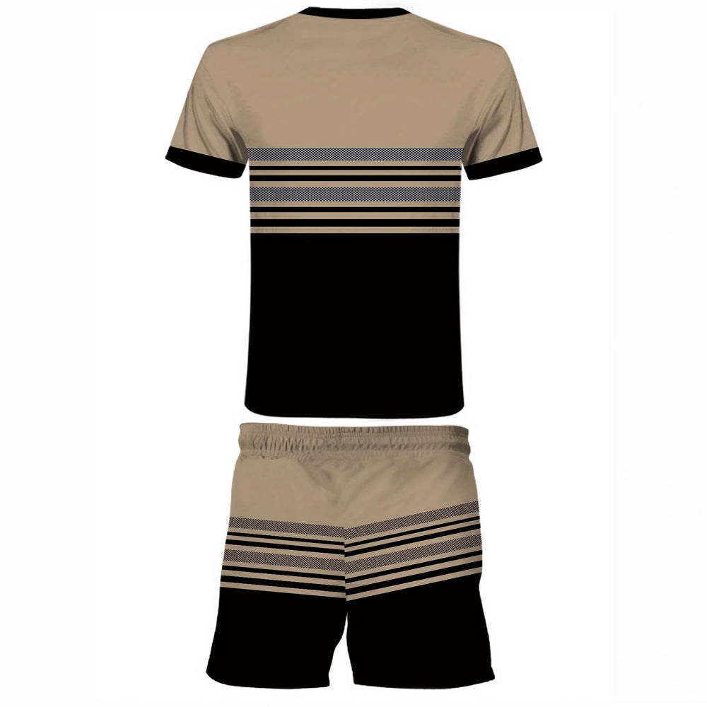 european and american men's short-sleeved and shorts sets, casual sportswear sets, 3d printed cross-border bestsellers