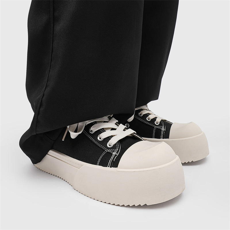 2026 spring new retro canvas shoes men's height increasing casual versatile classic skate shoes korean style trendy thick sole men's shoes
