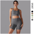 Nude brushed nylon tight-fitting yoga clothes, zero-sense suspenders, beautiful back, hip-lifting sports suit, running and fitness two-piece set