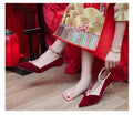Wedding shoes for women xiuhe wedding dress two-wear 2023 new arrival chinoiserie red bridal high heels without tired feet straps