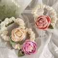 Beautiful camellia hair tie for girls, side braided hair accessories, low ponytail hair tie, leather headband