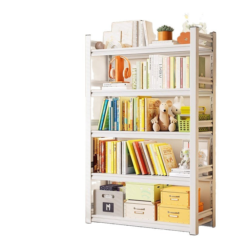 Household steel bookshelf floor-standing storage rack multi-layer perforated board all-in-one wall-mounted shelf living room balcony storage rack