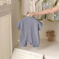 Infant and toddler boys' summer clothing,  summer collection. korean-style casual striped design, short-sleeved romper/hooded onesie for outings and crawling