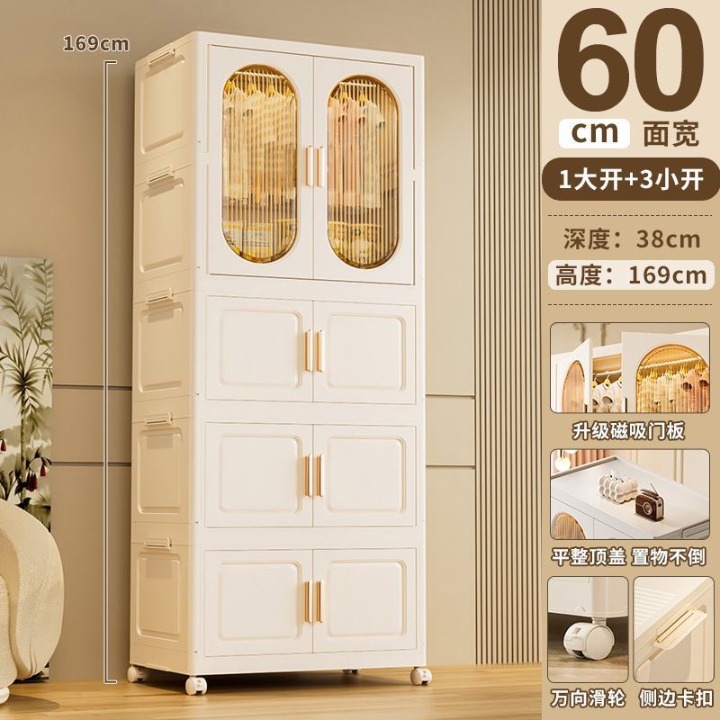 Installation-free thickened hanging clothes style foldable plastic storage cabinet for home bedroom layered kids clothes storage cabinet