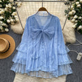 French chic red lace bow blouse - women's spring/autumn long sleeve, loose fit, youthful & elegant top