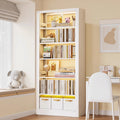 Steel library bookshelf - freestanding wall-mounted bookcase for home living room, multi-tier kids' picture book shelf, storage rack