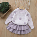 Kids' crew neck sweater and leggings two-piece set -  autumn/winter new collection - girls' tiered skirt knit outfit