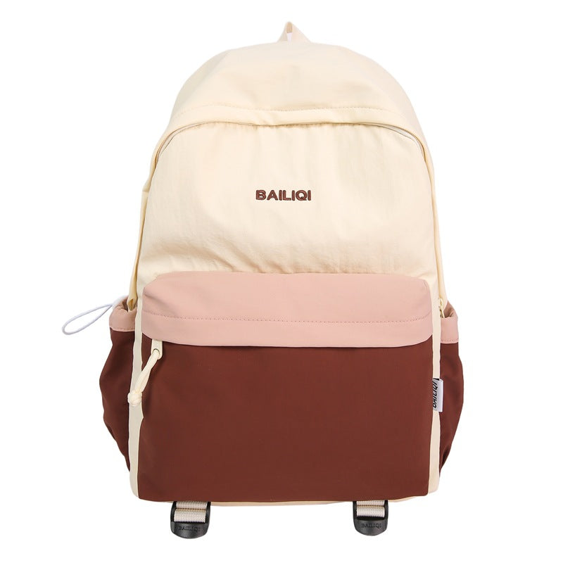 Printed color block backpack - women's college & high school style - harajuku fashion - 2025 new arrival - versatile travel backpack