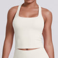 New women's solid color racerback tank top - brushed fabric, quick-dry, compression fit for running, fitness, and yoga