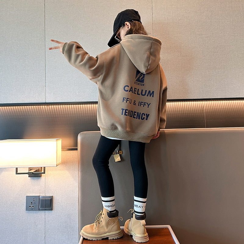 Girls' hoodie  new stylish children's spring hooded kids' set, big kids' clothes, spring and autumn two-piece outfit